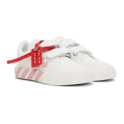Shop Off-white Kids White & Pink Canvas Vulcanized Low Strap Sneakers In White/pink