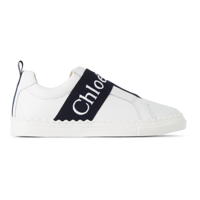 Shop Chloé Kids White Leather Lauren Sneakers In 117 Offwhit