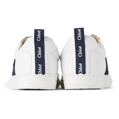 Shop Chloé Kids White Leather Lauren Sneakers In 117 Offwhit