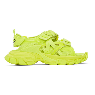 Shop Balenciaga Kids Yellow Track Sandals In 7801 Yellow Fluo