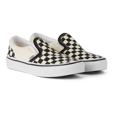 Shop Vans Kids Black & Off-white Checkerboard Classic Slip-on Sneakers