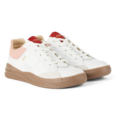 Shop Chloé Kids Off-white Franckie Sneakers In 117 Offwhit