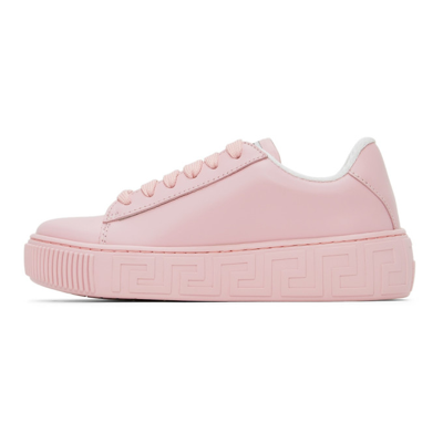 Shop Versace Kids Pink Greca Sneakers In 2p500 Light Pink+gol