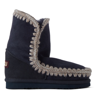 Shop Mou Kids Navy Ankle 18 Boots In Aby Abyss