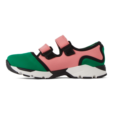 Shop Marni Kids Pink & Green Velcro Scuba Sneakers In Var 2green