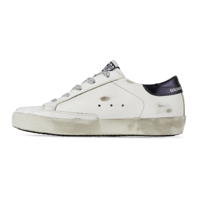Shop Golden Goose Kids White & Navy Super-star Classic Sneakers