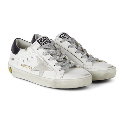 Shop Golden Goose Kids White & Navy Super-star Classic Sneakers