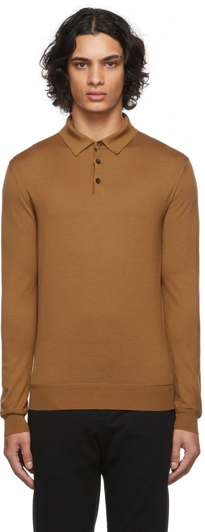 Shop Ermenegildo Zegna Brown Vicuna Cashmere Polo In N05 Vicuna