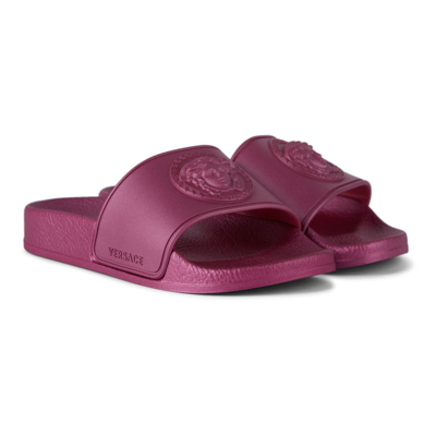 Shop Versace Kids Pink Medusa Slides In 1p860 Fuxia