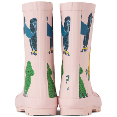 Shop Stella Mccartney Kids Pink Doodle Poodles Waterproof Rain Boots In G502 Pink