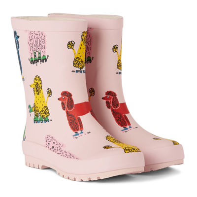 Shop Stella Mccartney Kids Pink Doodle Poodles Waterproof Rain Boots In G502 Pink