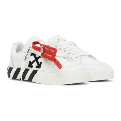 Shop Off-white Kids White & Black Calfskin Vulcanized Low Sneakers In White/black