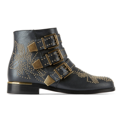 Studded Buckle-embellished Boots In Black ModeSens