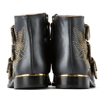 Shop Chloé Kids Black Studded Ankle Boots In 09b Black