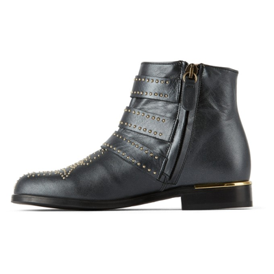 Shop Chloé Kids Black Studded Ankle Boots In 09b Black