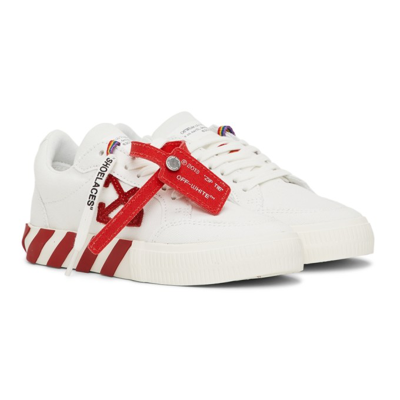 Shop Off-white Kids White & Red Canvas Vulcanized Low Sneakers In White/red