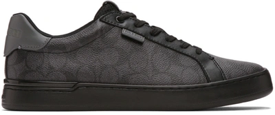 Shop Coach Black Lowline Low Top Sneakers In Charcoal/grey