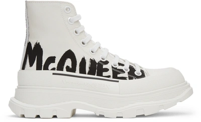 Shop Alexander Mcqueen White Tread Slick High Sneakers In 9356 Wh/of.wh/blk/wh