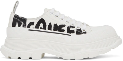 Shop Alexander Mcqueen White & Black Tread Slick Graffiti Sneakers In 9356 Wh/of.wh/blk/wh