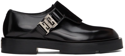 Shop Givenchy Black Squared Buckle Loafers In 001-black