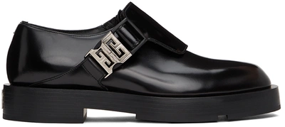 Givenchy Black Squared Buckle Loafers In 001-black