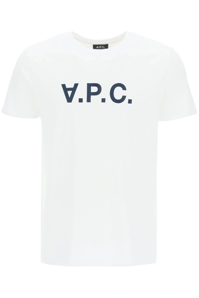 Shop A.p.c. T Shirt Logo Vpc Floccato In Bianco