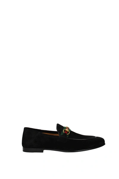 Shop Gucci Loafers Suede In Black