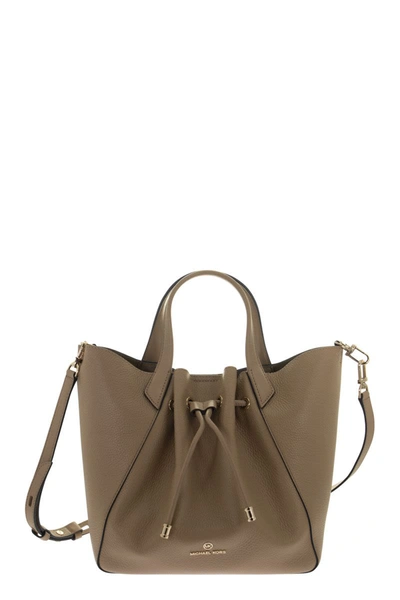 Shop Michael Kors Phoebe- Leather Handbag In Beige