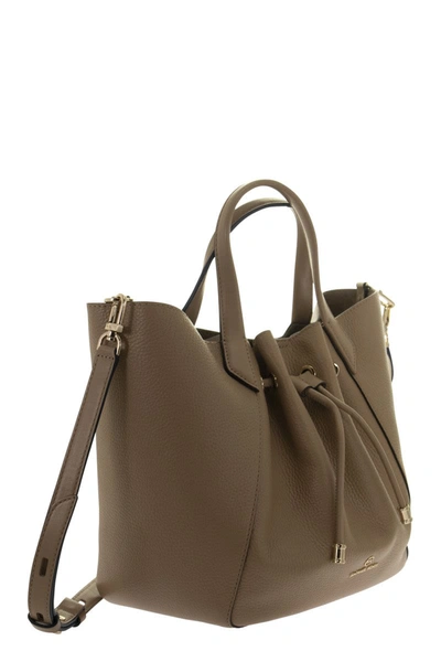 Shop Michael Kors Phoebe- Leather Handbag In Beige