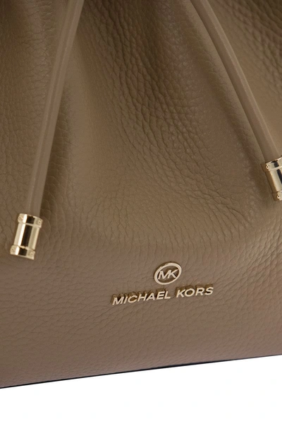 Shop Michael Kors Phoebe- Leather Handbag In Beige