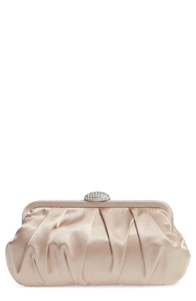 Shop Nina Concord Pleated Satin Frame Clutch In Champagne