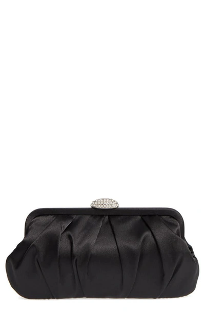 Shop Nina Concord Pleated Satin Frame Clutch In Black