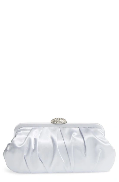 Shop Nina Concord Pleated Satin Frame Clutch In Silver