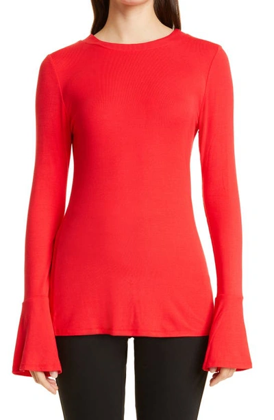 Capsule 121 The Polaris Ruffle Cuff Knit Top In Jelly Apple