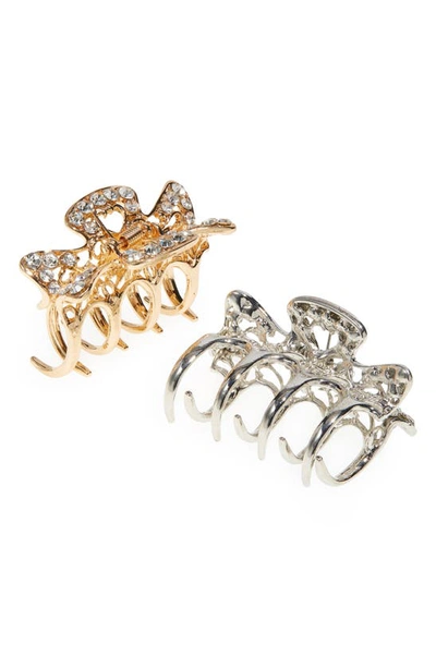 Shop Tasha Assorted 2-pack Crystal Hair Clips In Silver Gold