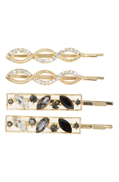 Shop Tasha Assorted 4-pack Crystal Bobby Pins In Gold