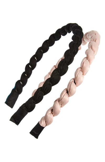 Shop Tasha Assorted 2-pack Braided Headbands In Black Blush