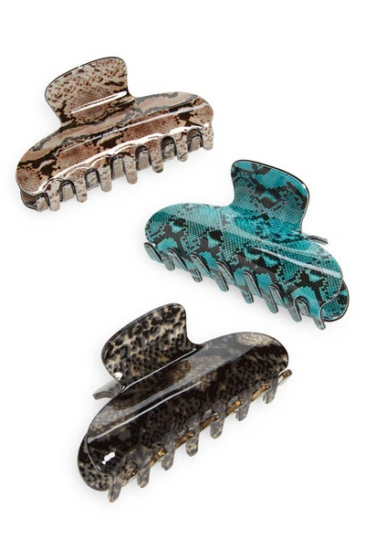 Shop Tasha Assorted 3-pack Python Print Hair Clips In Green Combo