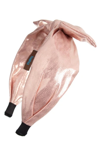 Shop Tasha Metallic Bow Headband In Pink