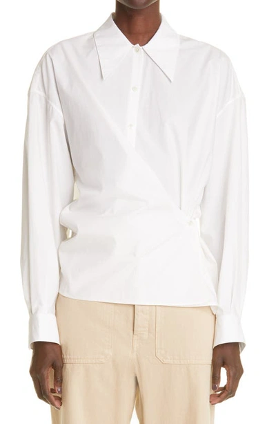 Shop Lemaire Twisted Cotton Poplin Button-up Shirt In Chalk 001