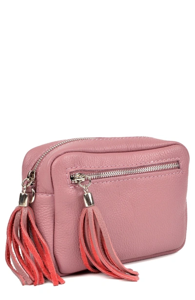 Shop Isabella Rhea Pebbled Leather Tassel Crossbody Bag In Rosa Scuro