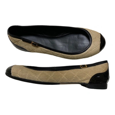 Pre-owned Giuseppe Zanotti Patent Leather Ballet Flats In Beige