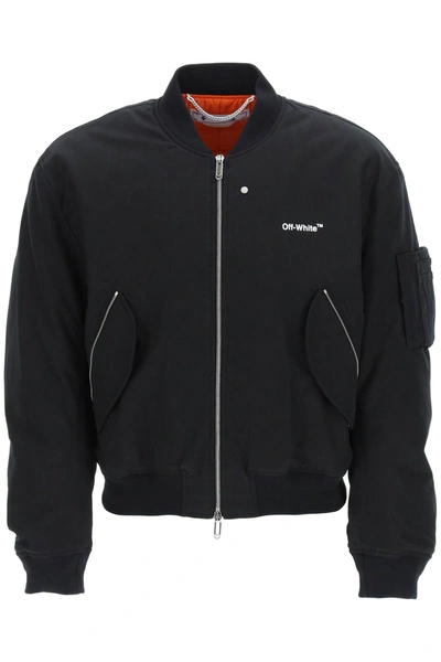 Off-white Diagonal Tab Bomber Jacket In Black White (black)
