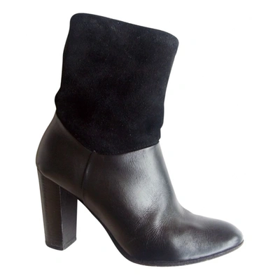 Pre-owned Comptoir Des Cotonniers Leather Ankle Boots In Black