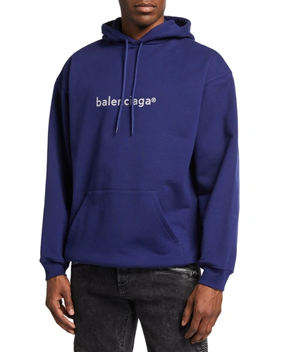 Shop Balenciaga Men's Copyright Logo Hoodie In Navy/anthra
