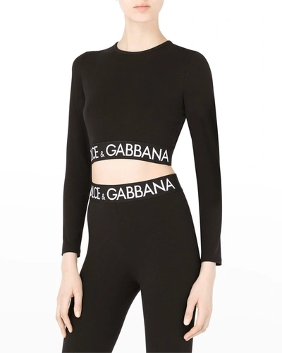 Shop Dolce & Gabbana Cropped Logo Band Top In Nero