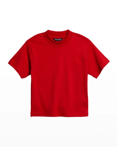 Shop Balenciaga Kid's Tonal Logo Cotton-blend T-shirt In Cardinal Redcrdl