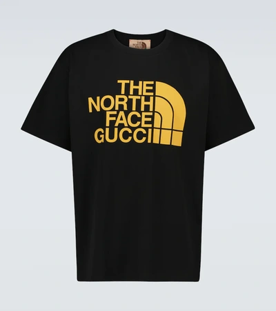 Shop Gucci The North Face X  Cotton T-shirt In Black/yellow