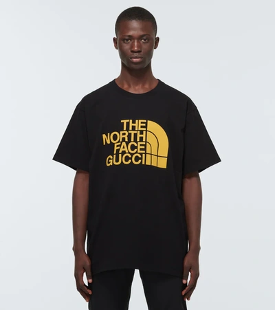 Gucci Black The North Face Edition Logo T-shirt In Black,yellow | ModeSens