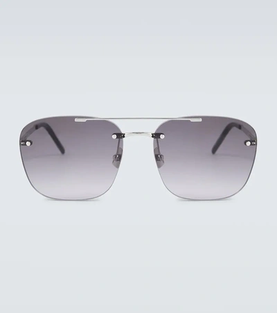 Shop Saint Laurent Sl 309 Rimless Sunglasses In Silver-silver-grey